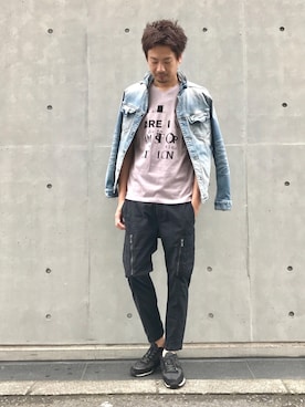 「5351 POUR LES HOMMES（ゴーサンゴーイチプールオム）のアイテム（デニムジャケット）」を使った、OMIさん（メンズ・180cm）の夏コーディネート