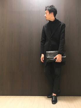 「ロングジャケット」｜「アイテム（チェスターコート）」を使った、OMIさん（メンズ・180cm）の冬コーディネート