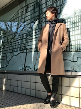 「チェスター」｜「アイテム（パンツ）」を使った、OMIさん（メンズ・180cm）の冬コーディネート