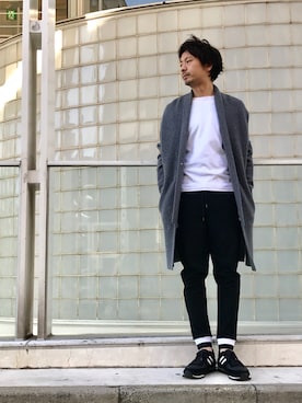 「ロングカーディガン」｜「アイテム（その他アウター）」を使った、OMIさん（メンズ・180cm）の冬コーディネート