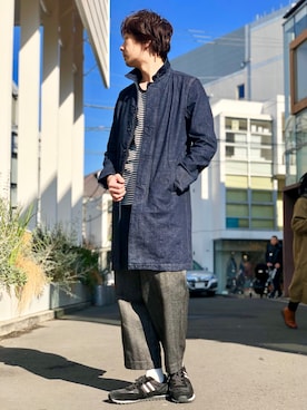 「ロング丈」｜「アイテム（その他アウター）」を使った、OMIさん（メンズ・180cm）の冬コーディネート
