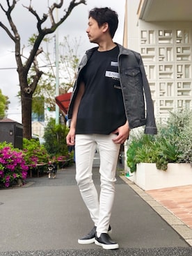 「5351 POUR LES HOMMES（ゴーサンゴーイチプールオム）のアイテム（デニムジャケット）」を使った、OMIさん（メンズ・180cm）の春コーディネート