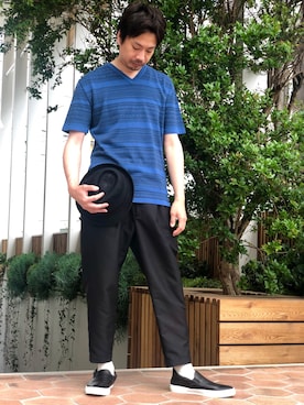 「5351 POUR LES HOMMES（ゴーサンゴーイチプールオム）のアイテム（帽子）」を使った、OMIさん（メンズ・180cm）の夏コーディネート