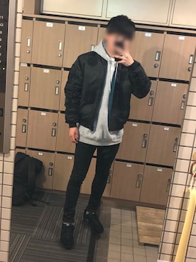 「adidas（アディダス）のアイテム（MA-1）」を使った、ShiNoさん（メンズ・172cm）の冬コーディネート