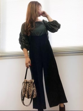 「ジーユーコーデ」｜「アイテム（オールインワン・サロペット）」を使った、ayuさん（レディース・160cm）の秋コーディネート