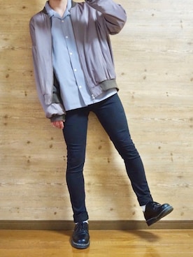 「STUDIOUS（ステュディオス）のアイテム（MA-1）」を使った、c-ki  さん（メンズ・172cm）の春コーディネート