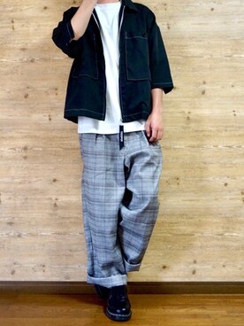 「ステッチ」｜「アイテム（その他アウター）」を使った、c-ki  さん（メンズ・172cm）の春コーディネート
