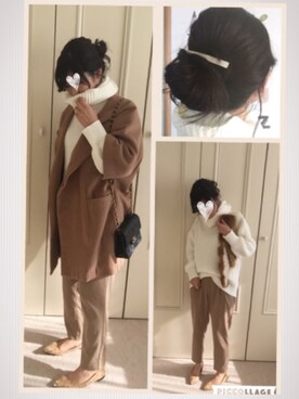 「FIL DE FER（フィルデフェール）のアイテム（チェスターコート）」を使った、Calm-seaさん（レディース・153cm）の冬コーディネート