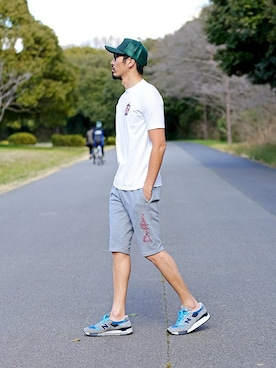 「The DUFFER of ST.GEORGE（ザダファーオブセントジョージ）のアイテム（キャップ）」を使った、JEEさん（メンズ・182cm）の夏コーディネート