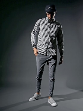 「アイテム（スリッポン）」を使った、JEEさん（メンズ・182cm）の秋コーディネート