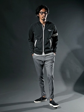 「アイテム（ジャージ）」を使った、JEEさん（メンズ・182cm）の秋コーディネート