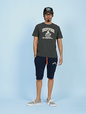 「The DUFFER of ST.GEORGE（ザダファーオブセントジョージ）のアイテム（帽子）」を使った、JEEさん（メンズ・182cm）の春コーディネート