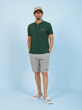 「The DUFFER of ST.GEORGE（ザダファーオブセントジョージ）のJERSEY SNEAKERS：裏毛スウェット デッキタイプスニーカー（スニーカー）」を使った、JEEさん（メンズ・182cm）の夏コーディネート