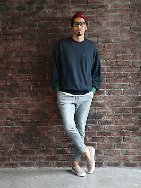 「The DUFFER of ST.GEORGE（ザダファーオブセントジョージ）のアイテム（パンツ）」を使った、JEEさん（メンズ・182cm）の秋コーディネート