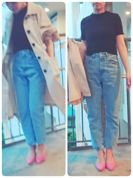 「RANDA（ランダ）のアイテム（ステンカラーコート）」を使った、☺S☺さん（レディース・157cm）の春コーディネート