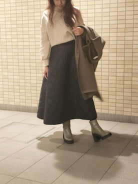 「SLOBE citron.（スローブシトロン）のアイテム（ステンカラーコート）」を使った、☺S☺さん（レディース・157cm）の冬コーディネート