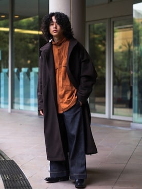 「BASISBROEK（バシスブルック）のアイテム（チェスターコート）」を使った、工藤さん（メンズ・170cm）の秋コーディネート