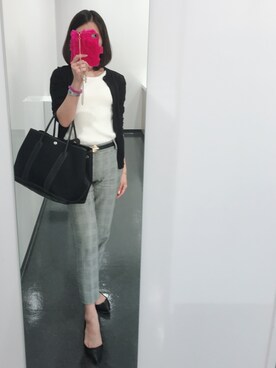 「UNIQLO（ユニクロ）のUVカットリブノースリーブセーター（ニット/セーター）」を使った、minokinocoさん（レディース・155cm）の春コーディネート