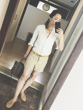 「アイテム（つなぎ/オールインワン、ベージュ系）」を使った、Kaori Naraさん（レディース・165cm）の夏コーディネート