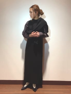 「ノーカラーシャツ」｜「アイテム（ワンピース/ドレス）」を使った、ameさん（レディース・160cm）の春コーディネート