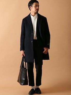 「417 EDIFICE（フォーワンセブンエディフィス）のアイテム（チェスターコート）」を使った、tetsuyaさん（メンズ・178cm）の秋コーディネート