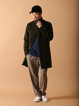 「417 EDIFICE（フォーワンセブンエディフィス）のアイテム（チェスターコート）」を使った、tetsuyaさん（メンズ・178cm）の冬コーディネート