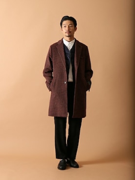 「417 EDIFICE（フォーワンセブンエディフィス）のアイテム（チェスターコート）」を使った、tetsuyaさん（メンズ・178cm）の冬コーディネート