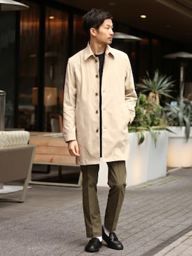 「417 EDIFICE」｜「アイテム（ステンカラーコート）」を使った、tetsuyaさん（メンズ・178cm）の冬コーディネート