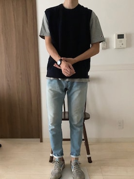 「KOMONO.（コモノ）の【KOMONO/コモノ】「CRAFTED」WALTHER MESH（アナログ腕時計）」を使った、きむさん（メンズ・179cm）の夏コーディネート