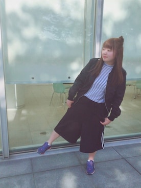 「FOREVER 21」｜「アイテム（MA-1）」を使った、asimさん（レディース・162cm）の春コーディネート