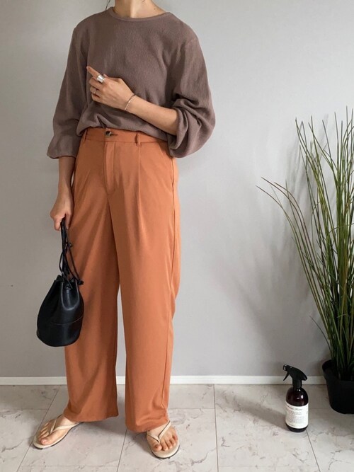 パンツ（オレンジ系）を使った人気ファッションコーディネート - WEAR