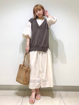 「RODE SKO（ロデスコ）のMARIA タッセルペーパーショルダー（ショルダーバッグ）」を使った、yokokawaさん（レディース・154cm）の春コーディネート