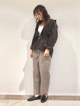 「チェック柄に恋してる」｜「アイテム（その他）」を使った、アヤ.さん（レディース・162cm）の秋コーディネート