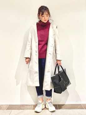 「フード付きアウター」｜「アイテム（その他アウター）」を使った、アヤ.さん（レディース・162cm）の冬コーディネート
