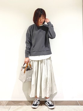 「AMERICAN HOLIC（アメリカンホリック）のソフトプリーツギャザーロングスカート① ＊（スカート）」を使った、アヤ.さん（レディース・162cm）の春コーディネート