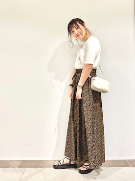 「透かし編みニット」｜「アイテム（その他）」を使った、アヤ.さん（レディース・162cm）の夏コーディネート