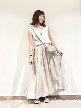 「マキシスカート」｜「アイテム（その他）」を使った、アヤ.さん（レディース・162cm）の夏コーディネート