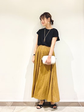 「マスタード」｜「アイテム（その他）」を使った、アヤ.さん（レディース・163cm）の夏コーディネート