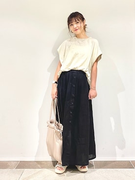 「プリーツバッグ」｜アヤ.さん（レディース・163cm）の夏コーディネート