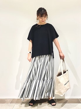 「マキシスカート」｜「アイテム（その他）」を使った、アヤ.さん（レディース・163cm）の夏コーディネート