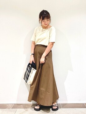「マキシスカート」｜「アイテム（その他）」を使った、アヤ.さん（レディース・163cm）の夏コーディネート