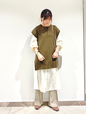 「プリーツバッグ」｜アヤ.さん（レディース・163cm）の秋コーディネート