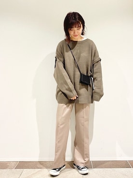 「ゆるニット」｜「アイテム（その他）」を使った、アヤ.さん（レディース・163cm）の秋コーディネート