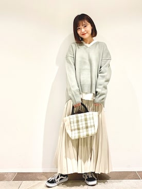 「ゆるニット」｜「アイテム（その他）」を使った、アヤ.さん（レディース・163cm）の秋コーディネート