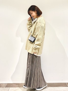 「マキシスカート」｜「アイテム（その他）」を使った、アヤ.さん（レディース・163cm）の秋コーディネート