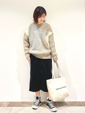 「アイボリー」｜「アイテム（その他）」を使った、アヤ.さん（レディース・163cm）の冬コーディネート