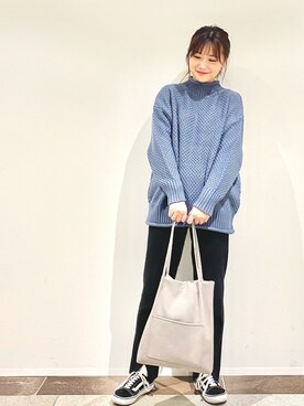 「ゆるニット」｜「アイテム（その他）」を使った、アヤ.さん（レディース・163cm）の冬コーディネート