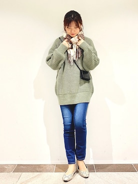 「ゆるニット」｜「アイテム（その他）」を使った、アヤ.さん（レディース・163cm）の冬コーディネート