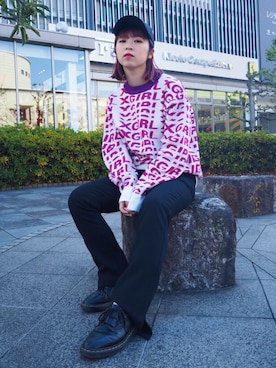 「総柄トップス」｜いながわあやかさん（レディース・151cm）の冬コーディネート