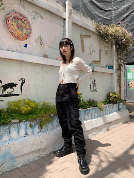 「アイテム（ヘアアクセサリー、ブラック系）」を使った、いながわあやかさん（レディース・151cm）の春コーディネート